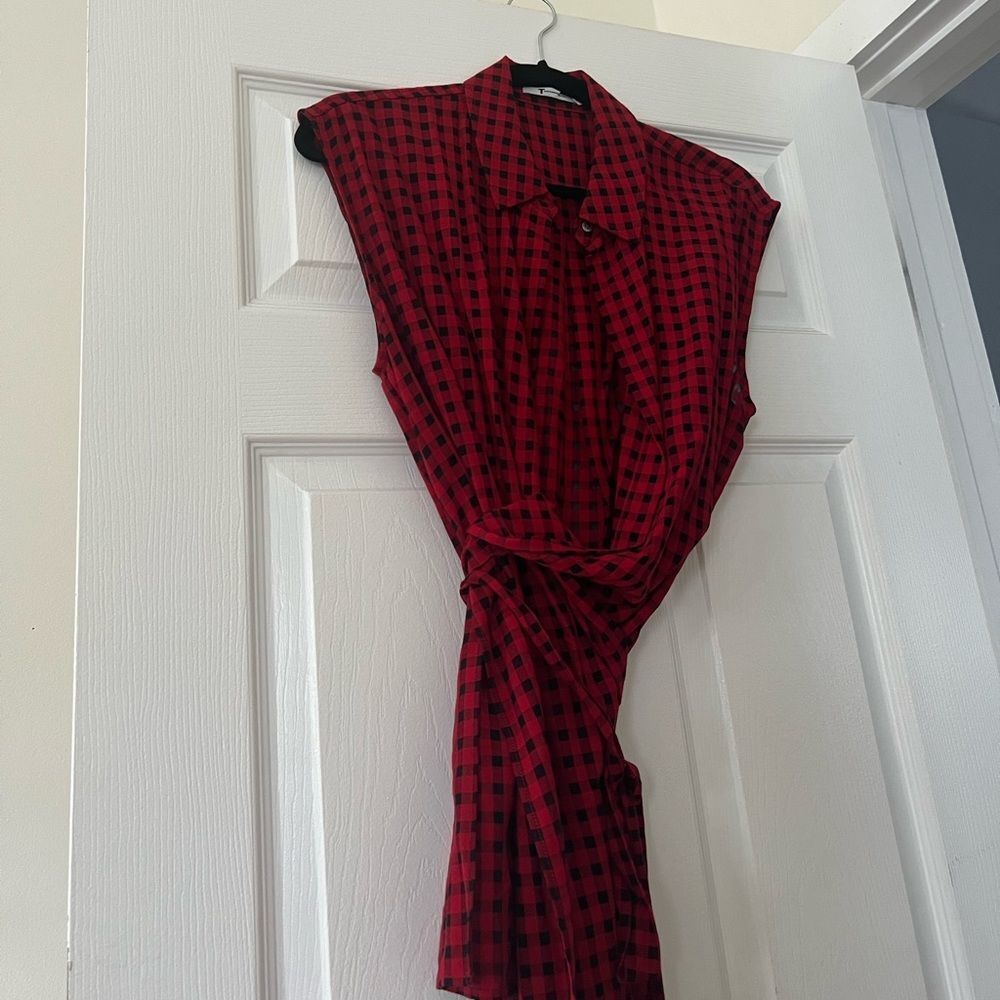 T by Alexander Wang Checkered Wrap Shirt - Picture 4 of 9